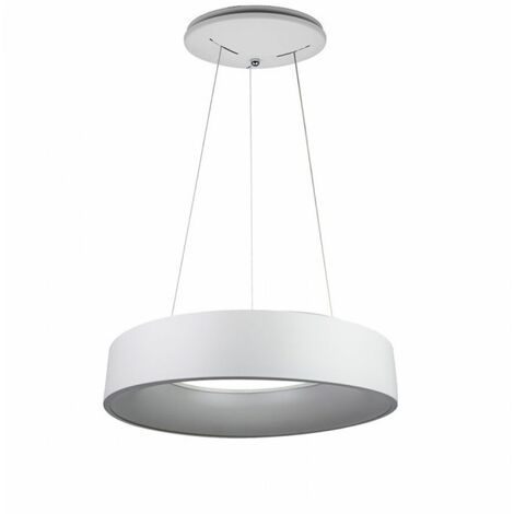 Lámpara colgante LED circular V-TAC de 25 W en metal blanco, diámetro: 45 cm, altura: 120 cm, blanco cálido