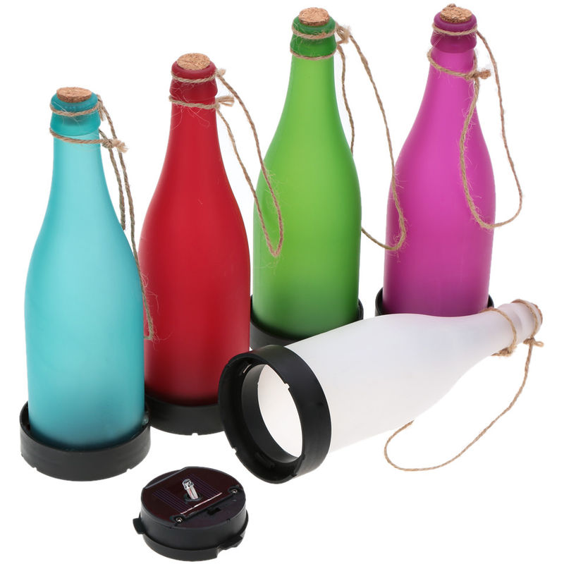 

Lampara colgante LED de botella de vino de corcho con sentido solar, 5 piezas