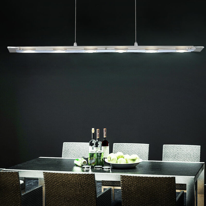 

Lámpara colgante LED cromo salón comedor techo cristal lámpara colgante plata