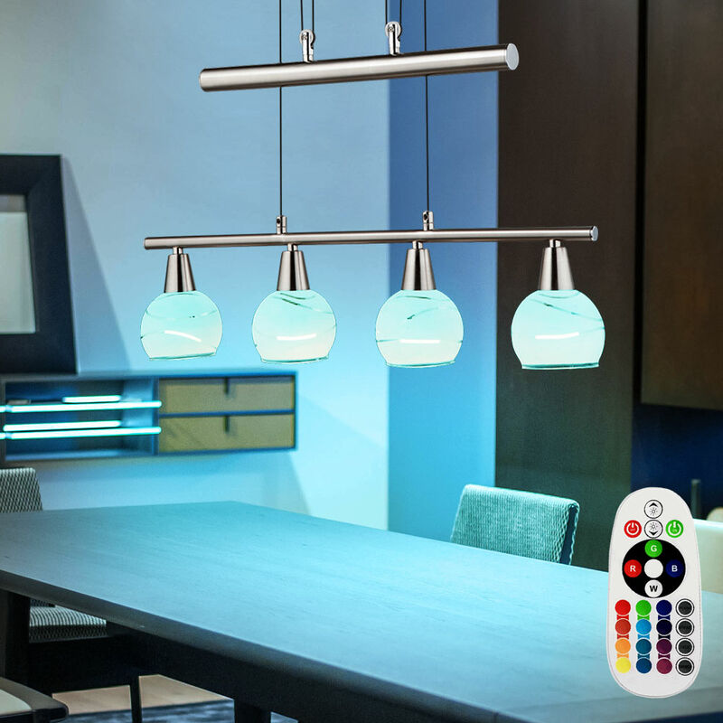 

Lámpara colgante de techo LED RGB CONTROL REMOTO vidrio DIMMER lámpara regulable en altura 54341-4Z