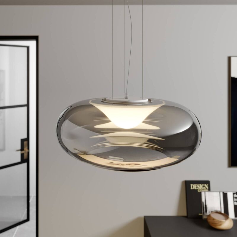 

Lucande - Lámpara colgante LED de vidrio Mijo en gris humo