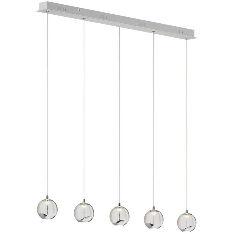 

Lámpara colgante LED Hayley, 5 luces lineal cromo