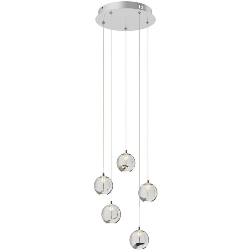 

Lámpara colgante LED Hayley, 5 luces redonda cromo