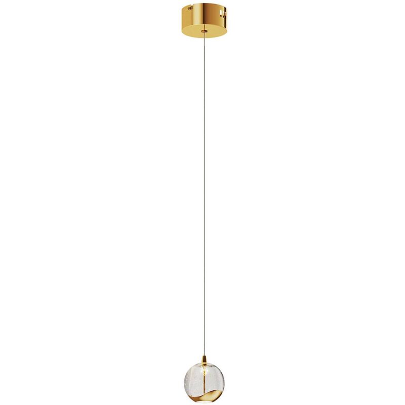 

Lámpara colgante LED Hayley cristal, 1 luz, dorado