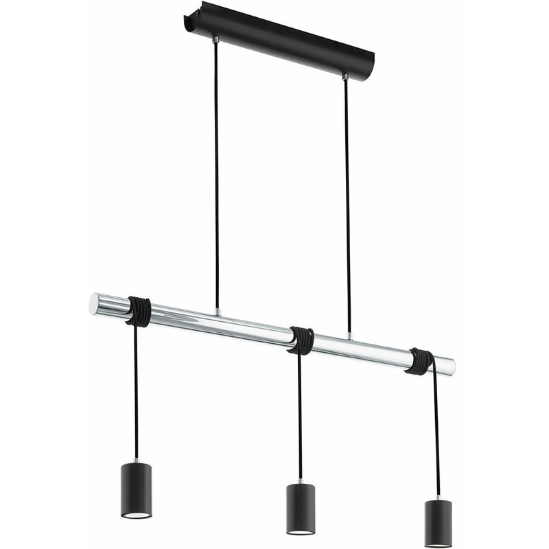 

Lámpara colgante LED lámpara de mesa de comedor cromada lámpara colgante de sala de estar 3 llamas, 3x 5W 3x 400lm 3000K, L x Al 80,5x170 cm