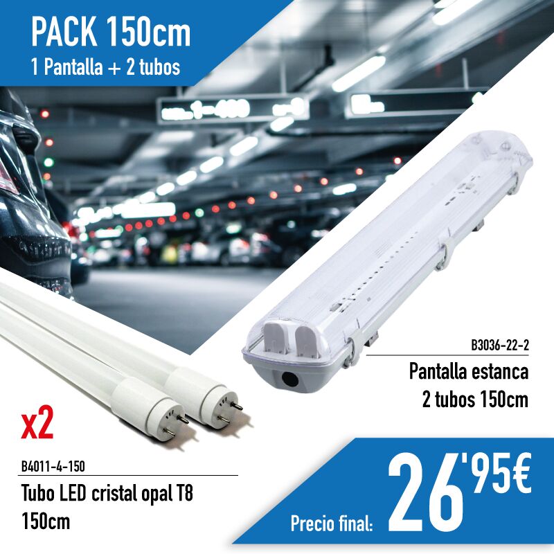 

Kit de Pantalla Estanca con 2 Tubos LED T8 cristal 150cm | 617c1644ac009