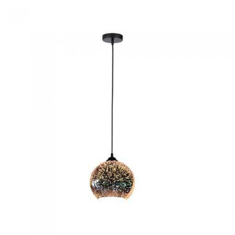 Lámpara colgante LED V-TAC con portalámparas E27, campana de cristal con espejo 3D, 25 cm