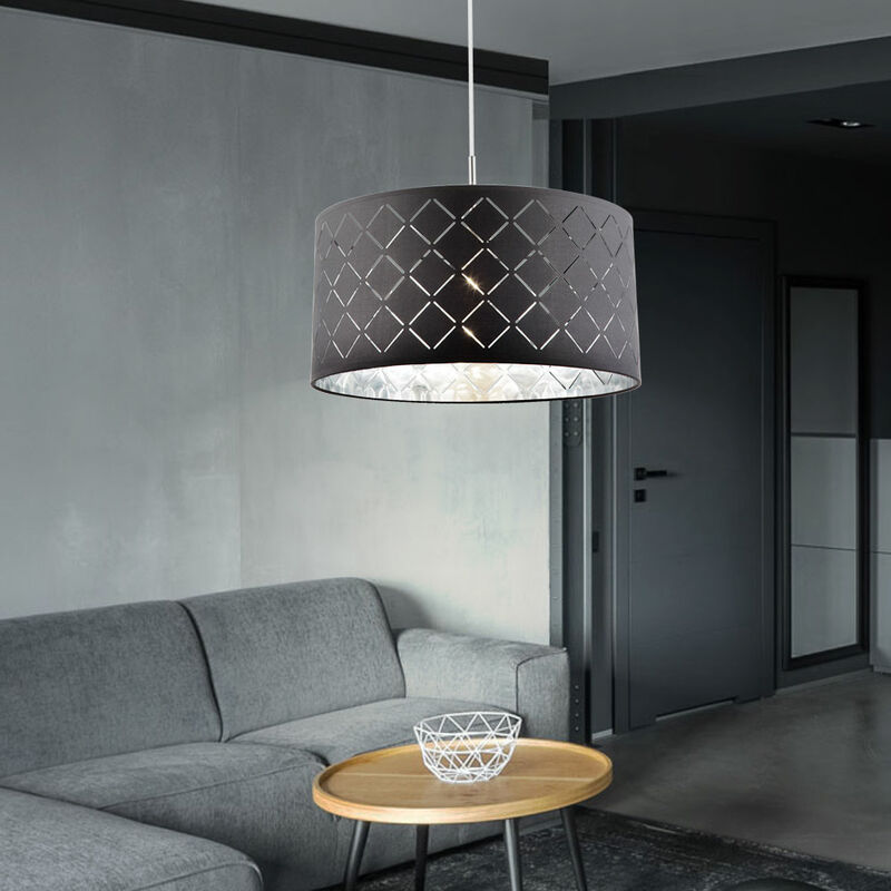 

Lámpara colgante de luz para sala de estar, dormitorio, lámpara de techo, gris plateado, en un juego que incluye bombillas LED