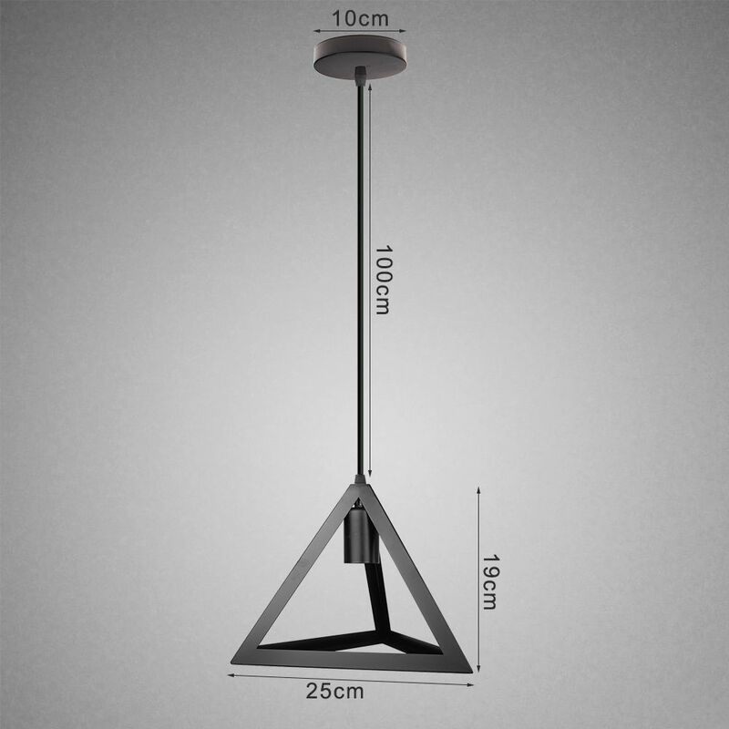 

Lámparas de Colgar- Lámparas de Colgar Retro Industrial E27 Pantalla de Metal Colgante de Luz de Triángulo Lámparas de Colgar Vintage Negro