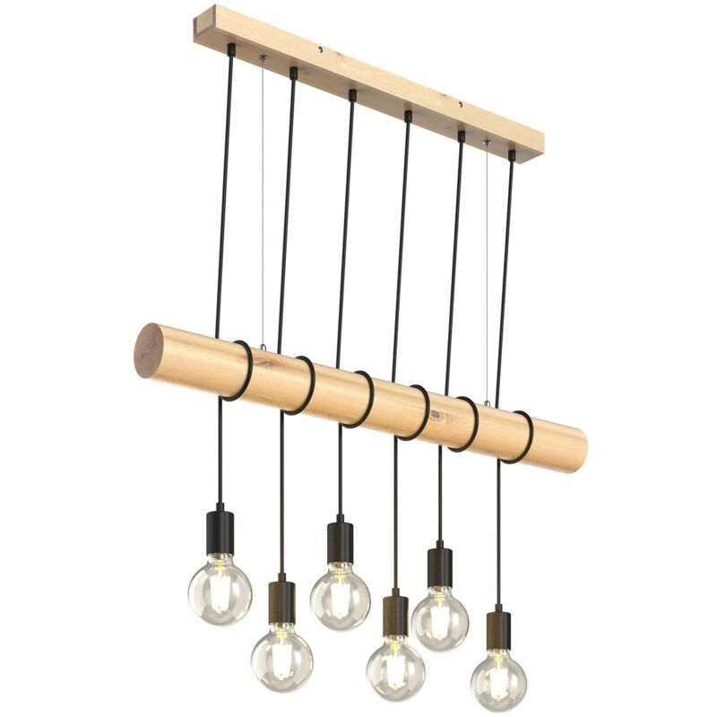 

Lindby - Lámpara colgante madera Eviton 6 bombillas natural