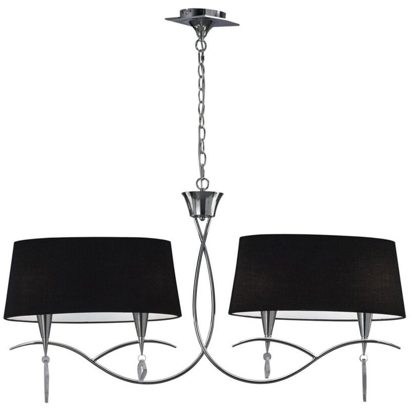 Inspired Mantra - Mara - Lámpara colgante de techo con 2 brazos y 4 luces E14, cromo pulido con pantallas negras