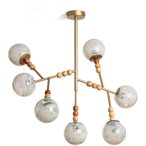 Lámpara Colgante Metal Cristal Routi  ILUZZIA Dorado
