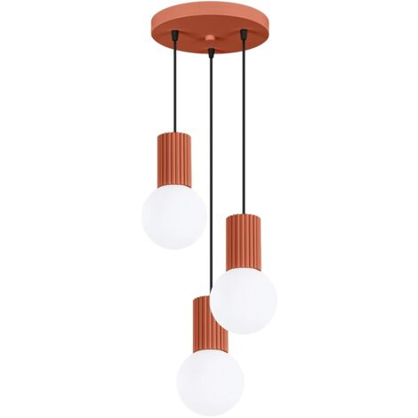 Lámpara colgante Mido rojo, 3 luces