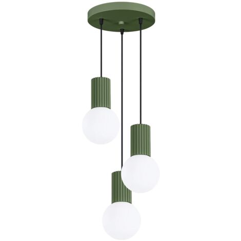 Lámpara colgante Mido verde, 3 luces