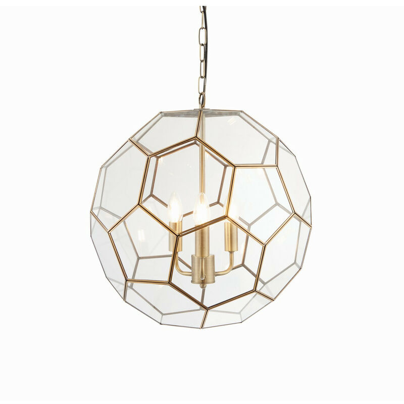 

Endon Miele - Lámpara colgante esférica de 3 luces de latón antiguo, vidrio, E14