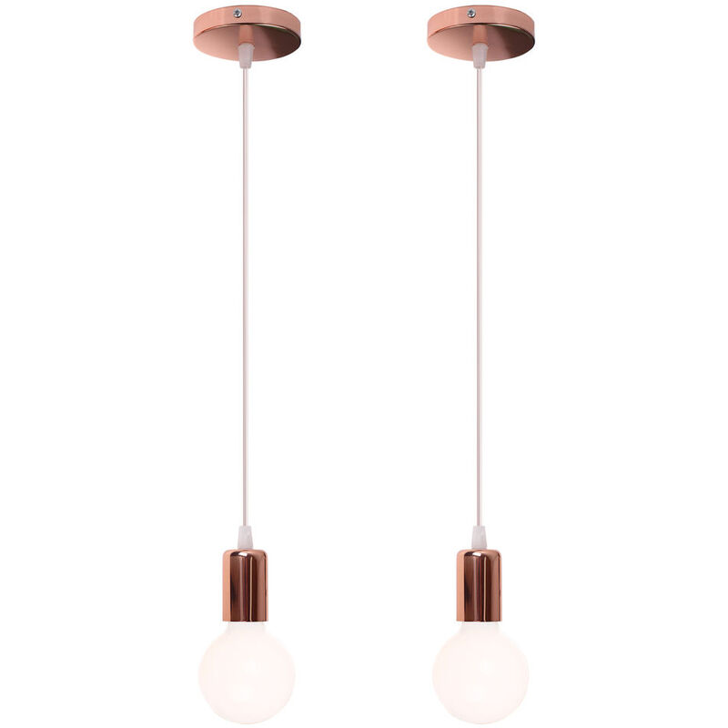 

Lámparas de Colgar Moderna Sencillo E27 Lámpara de Techo Retro Lustre Elegante Creativa para Dormitorio Cafe Bar Office Oro Rosa(2PCS)