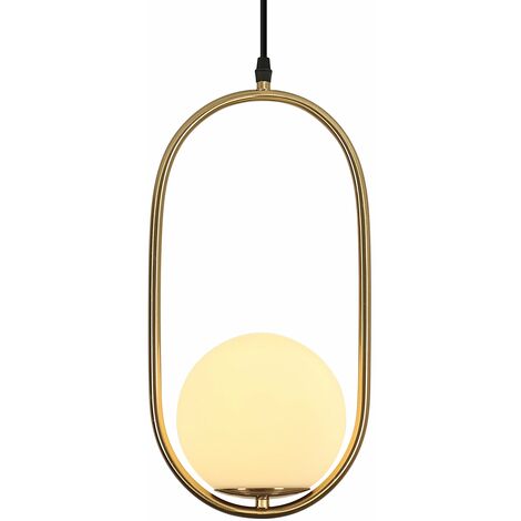 GOECO Lámpara Colgante Moderno Esférica Lámpara de Techo E27 Base Para salón dormitorio comedor oficina Bar Cafetería Oro