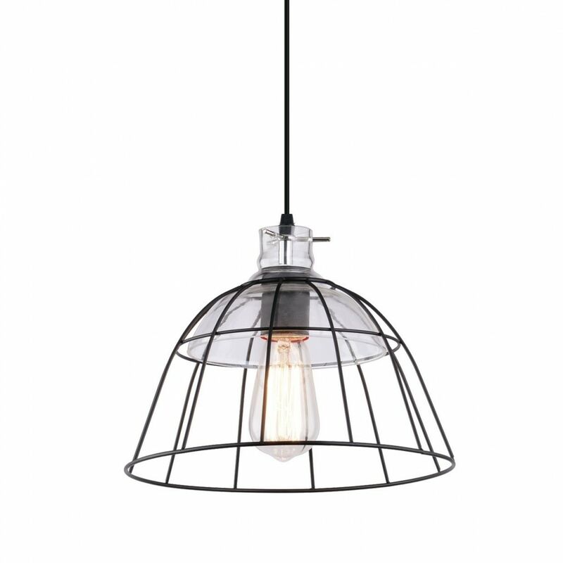 

Lámpara con pantalla metalica MONDEGO negro-cristal de - Alemar