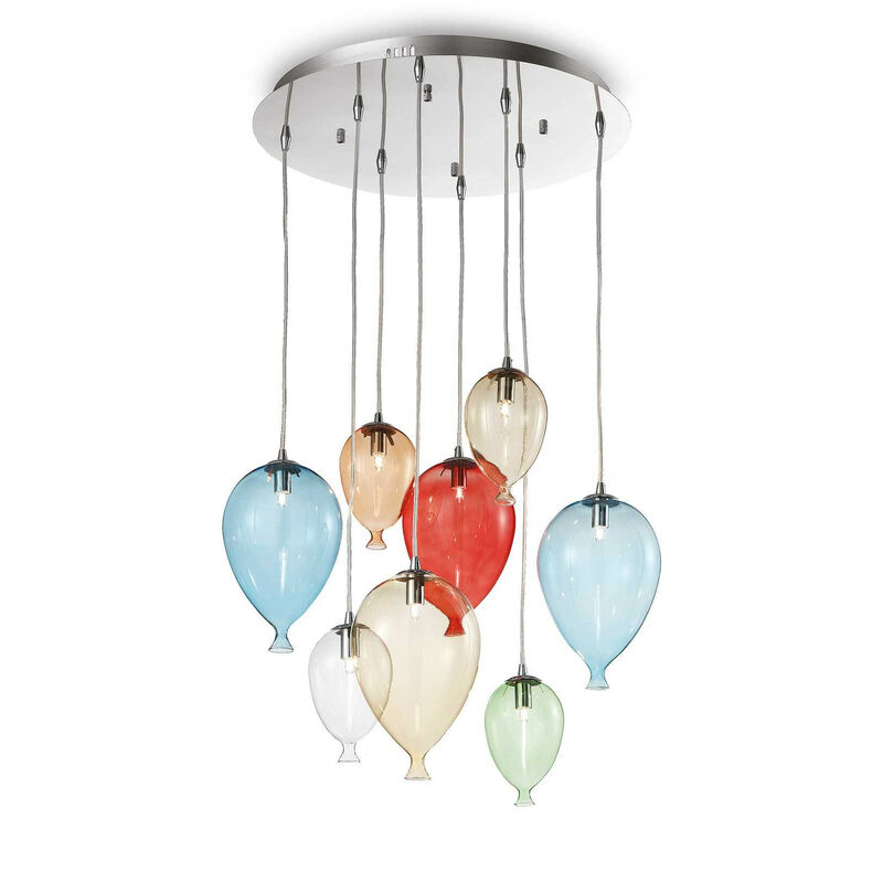 

Ideal Lux Clown - 8 Colgante de racimo de globos, mediano, ligero, multicolor, G9