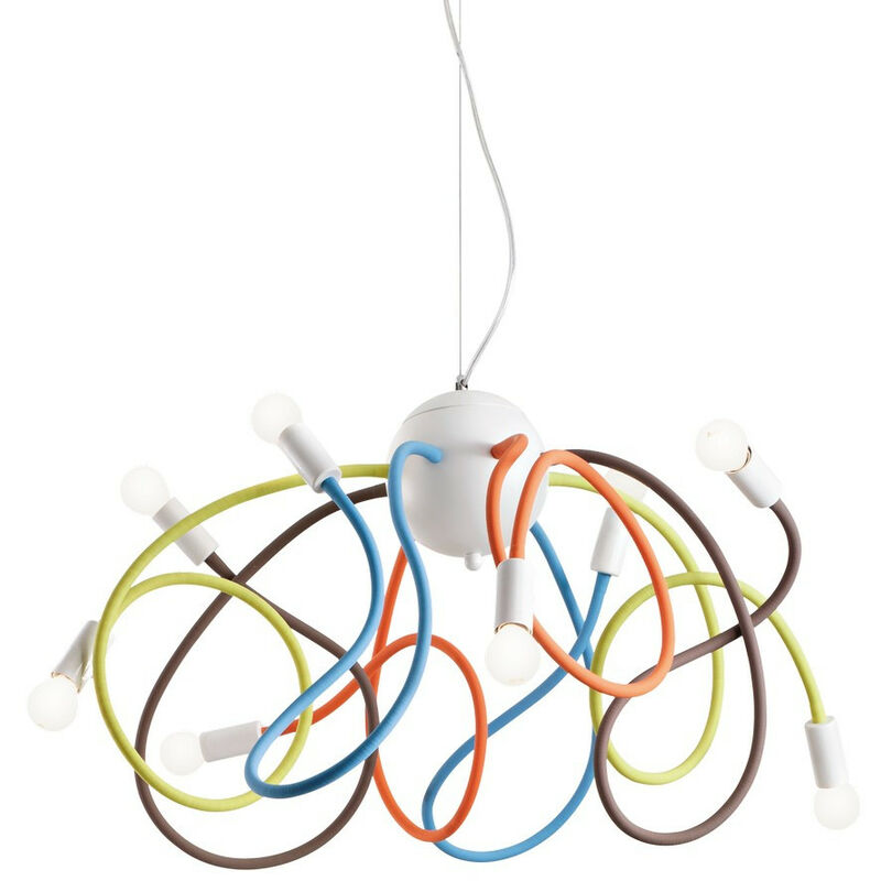 

Ideal Lux Multiflex - Lámpara colgante de techo con 8 luces multicolor, E14
