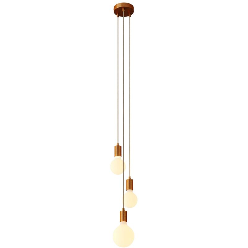 

Creative Cables - Lámpara colgante múltiple de 3 caídas completa con cable textil y acabados metálicos | Kit hazlo tu mismo - Con bombilla - Cobre