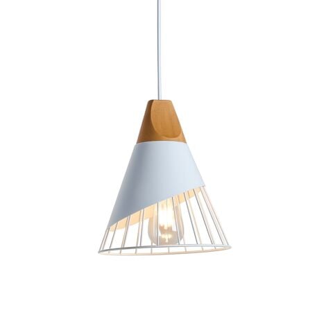 Lámpara Colgante Nórdica En Metal Y Madera "ADOR" - Blanco