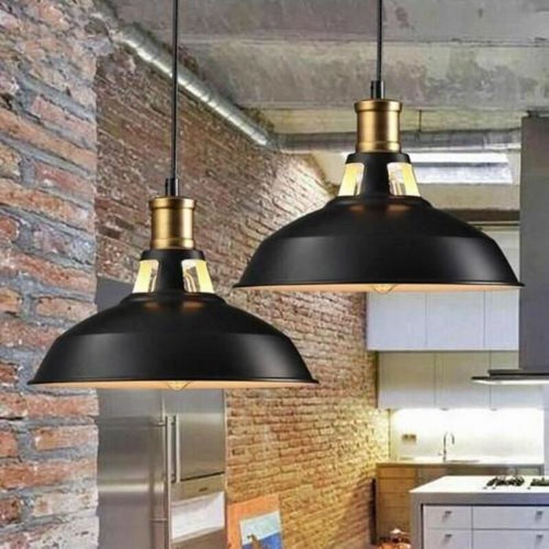 

Lámpara Colgante Lámparas de techo semiesféricas 2 unidades Para Cocina Sala Pasillo Comedor Bar negro