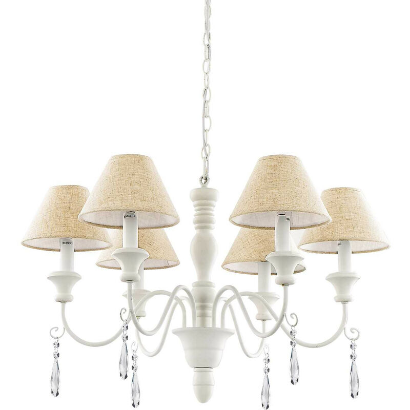 

Ideal Lux Provence - Araña de luces con brazos múltiples, acabado blanco, E14, 6 luces