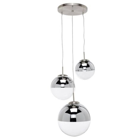 Lámpara colgante Ravena esferas cristal, 3 brazos