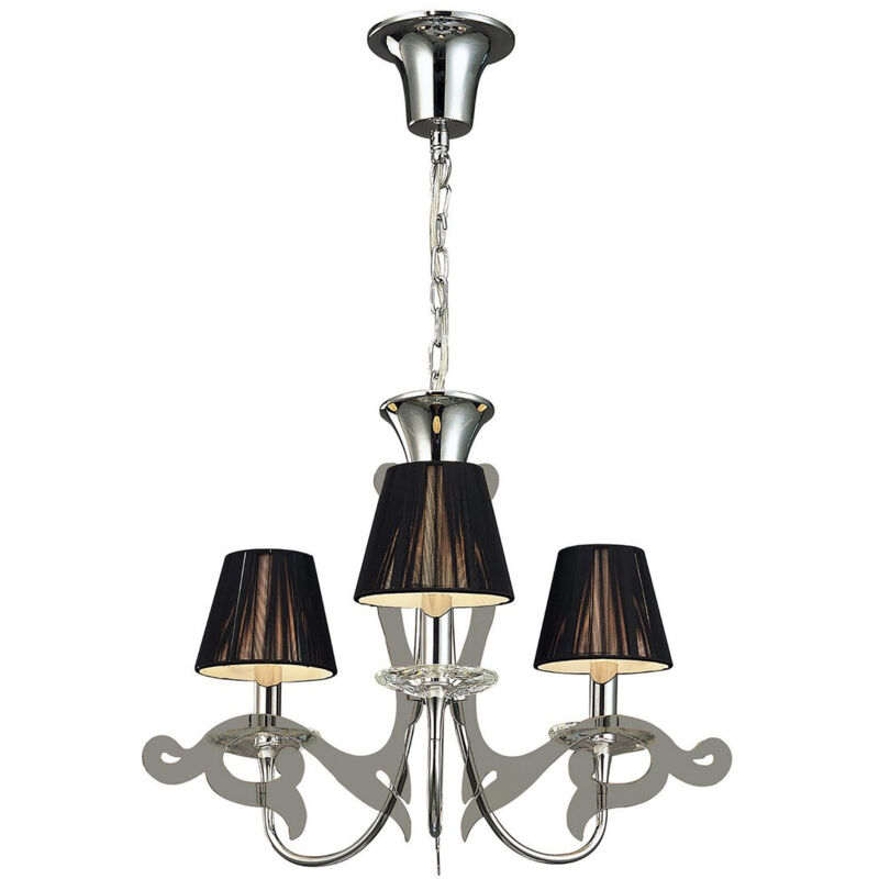 Inspired Mantra Acanto Suspensión Redonda 3 Luces E14, Cromo Pulido Pantallas Negras