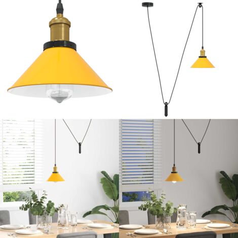 Lámpara colgante regulable altura E27 amarillo brillante Ø 22cm - Iluminación interior - Diseño vintage