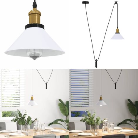 Lámpara colgante regulable altura E27 blanco brillante Ø 22cm - Iluminación interior - Diseño vintage