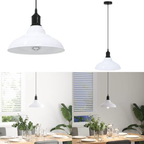 Lámpara colgante regulable altura E27 blanco brillante Ø 31cm - Iluminación interior - Diseño vintage