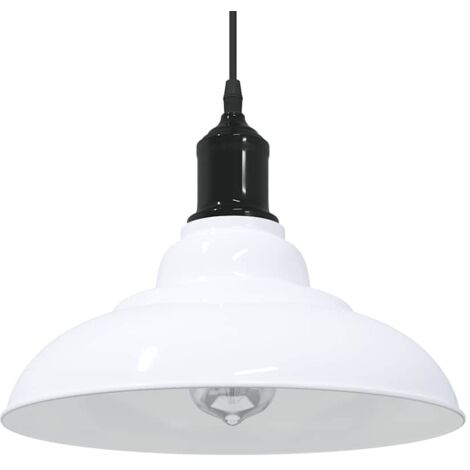 Lámpara colgante regulable altura E27 blanco brillante Ø 31cm vidaXL