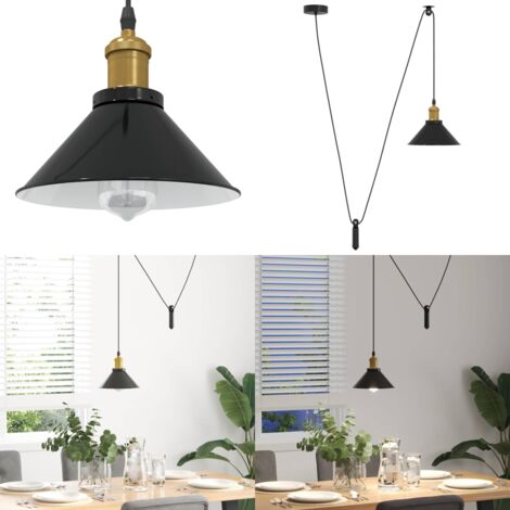 Lámpara colgante regulable en altura E27 negro brillante Ø 22cm - Iluminación interior - Diseño vintage