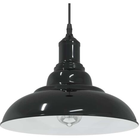 Lámpara colgante regulable en altura E27 negro brillante Ø 31cm