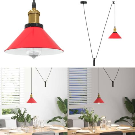 Lámpara colgante regulable en altura E27 rojo brillante Ø 22cm - Iluminación ajustable - Lámpara vintage