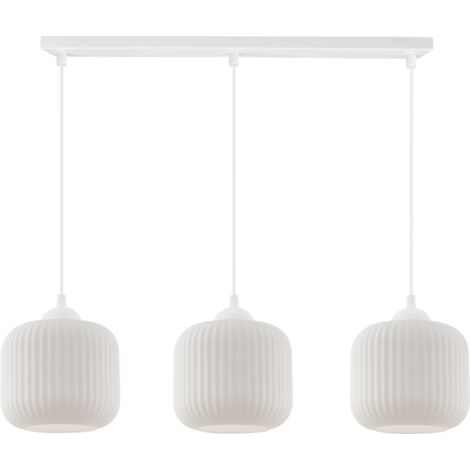 LÁMPARA COLGANTE RIFFLE BLANCA 3 PANTALLAS CILINDRICAS PLANAS BLANCAS E27