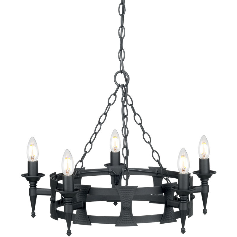 

Elstead Saxon - Lámpara de araña de 5 luces, acabado negro, E14