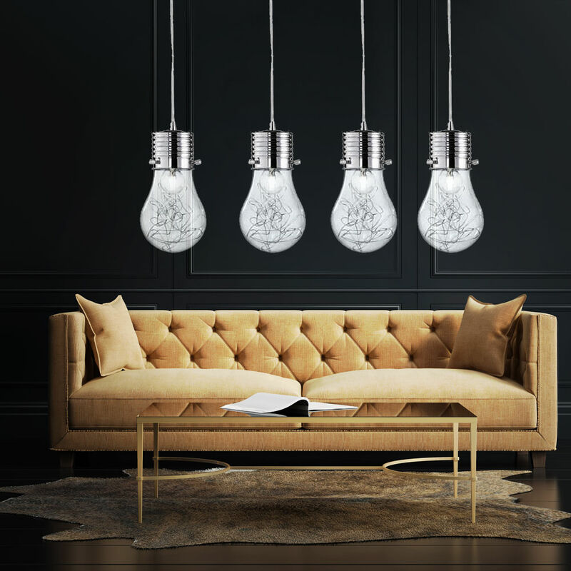 

Lámpara colgante salón comedor luz de techo colgante iluminación de malla de alambre focos cromados
