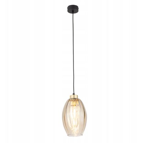 Lámpara colgante SEBO de TK Lighting con pantalla estriada de color ámbar miel