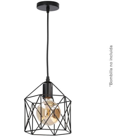Lámpara colgante Serie Carnot cuadrada E27 200mm negra