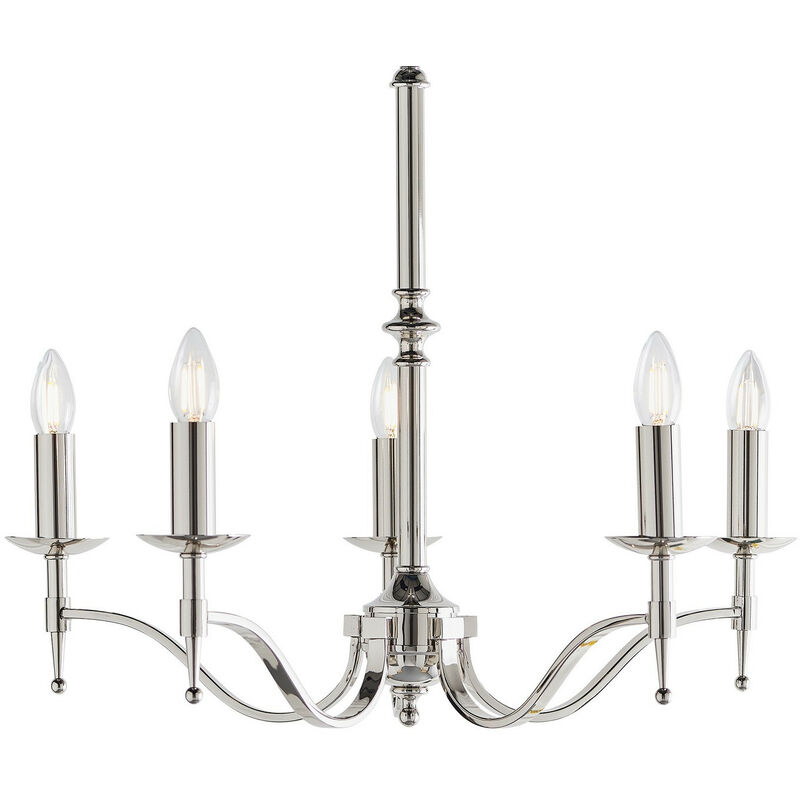 Interiors - Lámpara colgante de techo de 5 luces con múltiples brazos, níquel pulido, E14