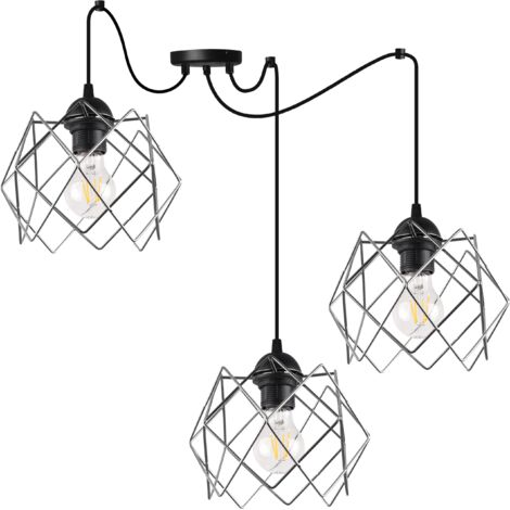 LÁMPARA COLGANTE STELLA SPIDER PANTALLA CROMADA DE 3 PLATOS E27