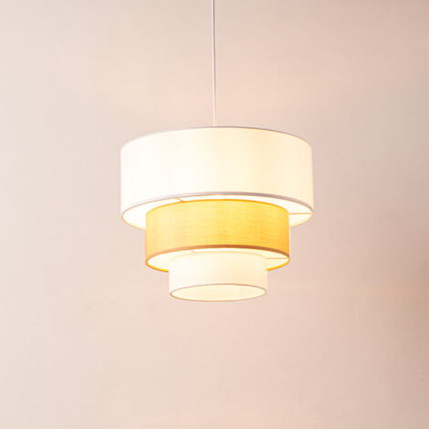 Lámpara colgante textil NIVELA blanco/beige E27
