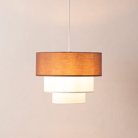 Lámpara colgante textil NIVELA blanco/marrón E27