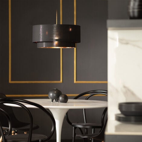 Lámpara Colgante Textil Reflect Duo Negro
