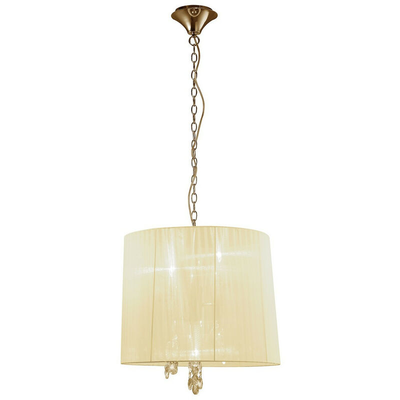Inspired Mantra Fusion Tiffany Lámpara colgante Tiffany 3+3 luces E14+G9, oro francés con pantalla crema y cristal transparente