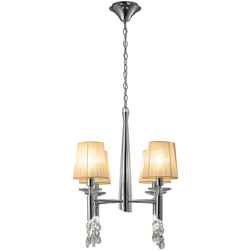 Inspired Mantra Tiffany Suspensión 4+4 Luces E14+G9, Cromo Pulido Con Tonos Bronce Suave y Cristal Transparente