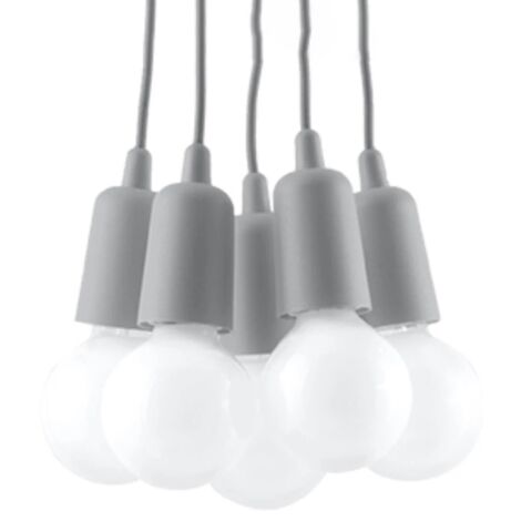 Lámpara colgante Tina gris, 5 luces